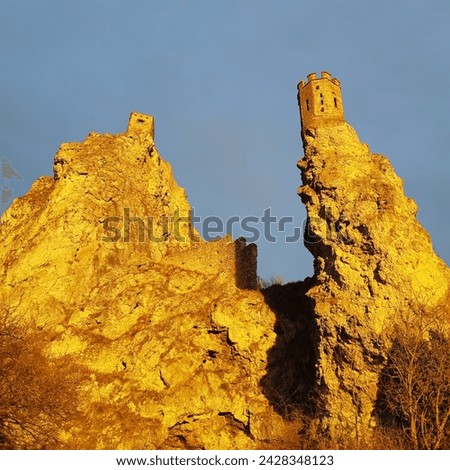 Watchtower on the rock of Devin castle in Devin, Slovakia , Central Europe during a winter sunny day