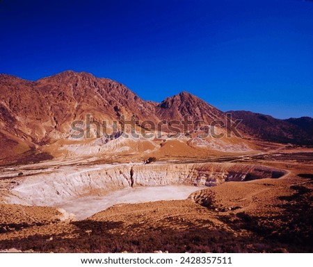 View of stefanos crater and mountains,nisyros, dodecanese, greece, europe