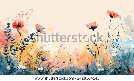 watercolor background with floral elements. hand drawn vector art. 