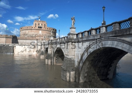 The ponte san angelo and hadrian's tomb, unesco world heritage site, rome, lazio, italy, europe