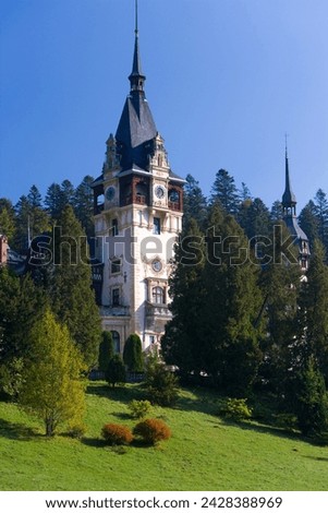 Peles castle, the royal palace, intended as a summer residence by king carol i, constructed between 1875 and 1914, sinaia, carpathian mountains, transylvania, romania, europe