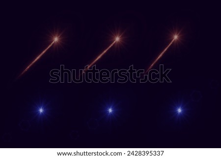Set of light flares. Neon flash of light. The lights of the star and the sun's rays, sparks sparkle. Light effect of explosion and flash. Vector EPS10