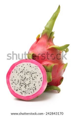 Vivid and Vibrant Dragon Fruit isolated against white background.