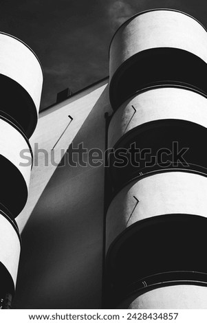 Abstract architecture rounded black and white 