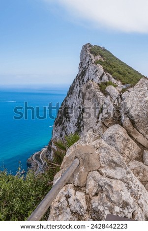 The Rock of Gibraltar famous for its elevation of 400 meters above the Mediterranean Sea, Europe Royalty-Free Stock Photo #2428442223