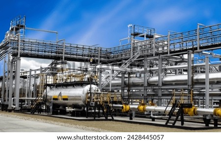 CCS facilities capture carbon dioxide emissions from industrial processes and power plant, securely storing them underground to mitigate climate change. They play a crucial role in reducing greenhouse Royalty-Free Stock Photo #2428445057