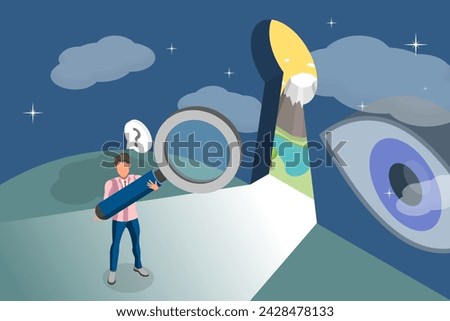 3D Isometric Flat Vector Illustration of Self Discovery, Unconscious Side of Self Royalty-Free Stock Photo #2428478133