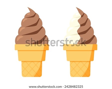 Illustration of chocolate flavored soft serve ice cream in a cone