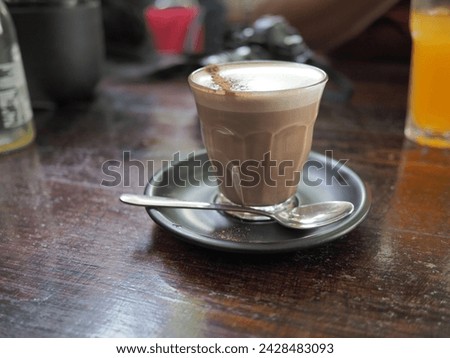a chocolate drink in a selective focus 