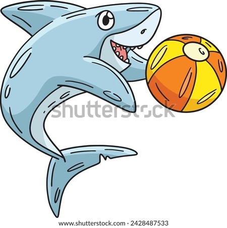 Shark Playing Beach Ball Cartoon Colored Clipart
