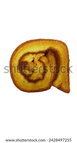 picture of rolled sponge cake with isolated on white background