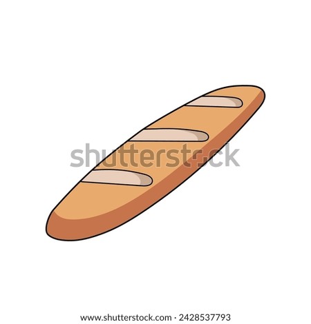 French baguette bread in a flat style healthy traditional bread food symbol isolated on white background Royalty-Free Stock Photo #2428537793
