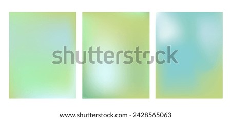 Spring blur backgrounds set. Summer holiday trendy gradient abstract banner template collection. Cards with decoration. Vector simple illustration.
