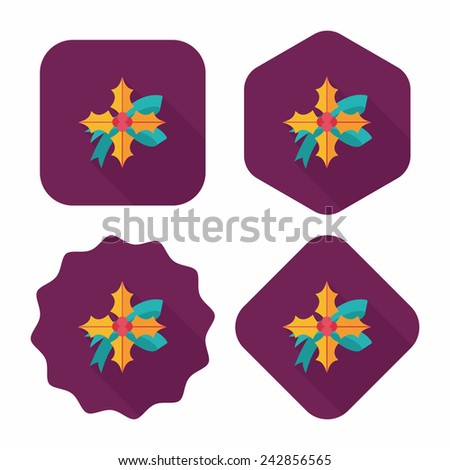 poinsettia flat icon with long shadow, eps10