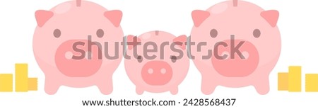 Clip art of piggy bank parent and child