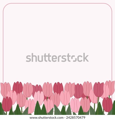 pink tulip flowers garden frame border hand drawn vector background for decorate invitation greeting birthday party celebration wedding card poster banner background