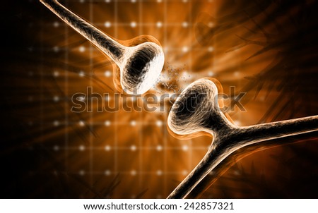 Digital illustration of synapse in colour background 