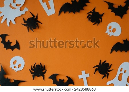halloween background with cut out paper frame