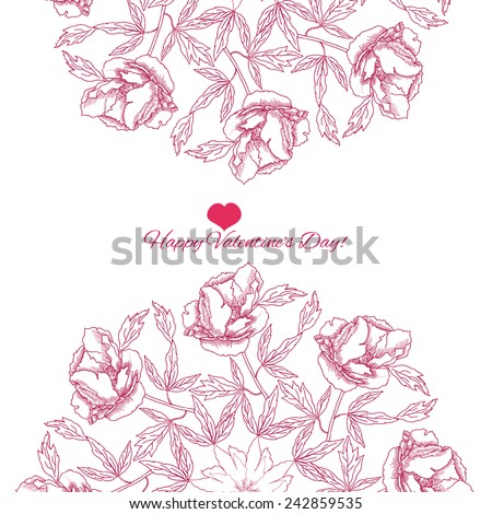 Background with ornamental round with peonies. Vector illustration