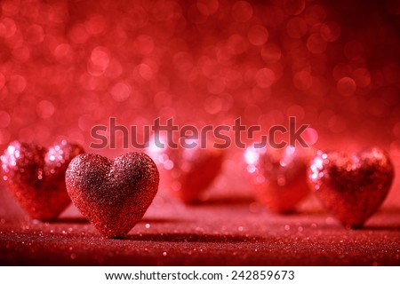 Valentine Hearts on Abstract Background