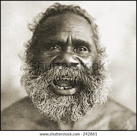 Vintage Photo of an Ancient Aborigine Man Laughing