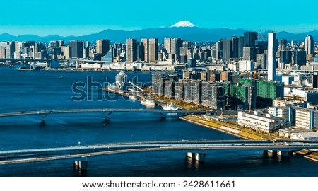 Cityscape of Odaiba, Tokyo, Japan from above