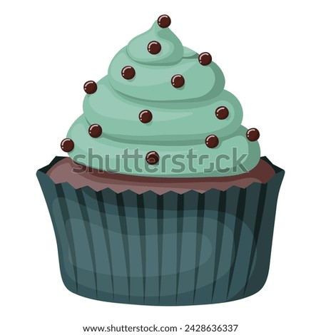 Cute and sweet cupcake dessert illustration using mint and chocolate