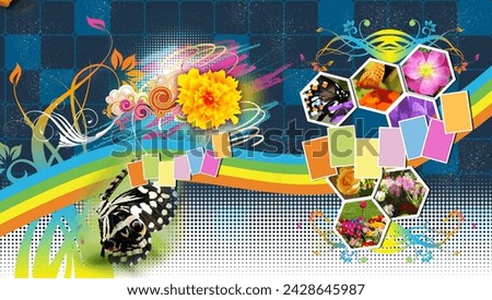 nature floral shape for rainbow environment size 69cmx39cm 300 Pixels inch date of creation February 21, 2024