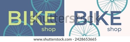 Bike shop and bike repair logo. Bicycle shop logo. Sale of bikes. Spare parts for repair and maintenance of bicycles, workshop logo. Advertising banner. Flat color vector illustration. Isolated