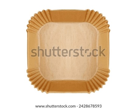 Disposable wax paper for your fryer isolated on white background with clipping path. Stacks of empty air fryer paper liner, top view. Greaseproof paper without contaminating the fryer for healthy food Royalty-Free Stock Photo #2428678593