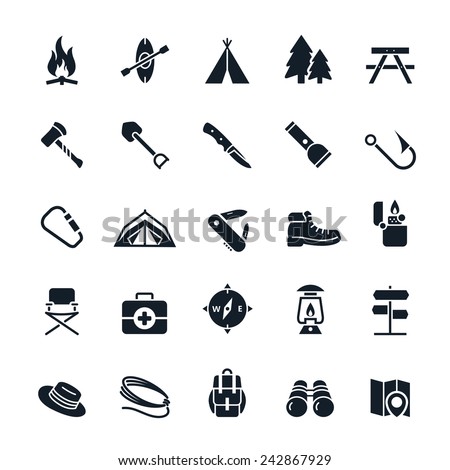 Camping icons Vector illustration Royalty-Free Stock Photo #242867929