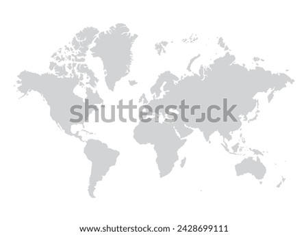 World map illustration. Gray silhouette isolated on white background