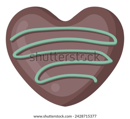 A sweet and cute dessert topped with plump heart-shaped chocolate and topped with mint cream.