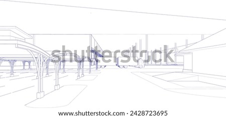 3D illustration of parking and carport