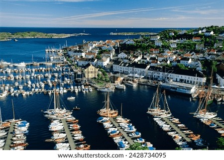 Risor, white town on the skagerrak, south coast, norway, scandinavia, europe Royalty-Free Stock Photo #2428734095