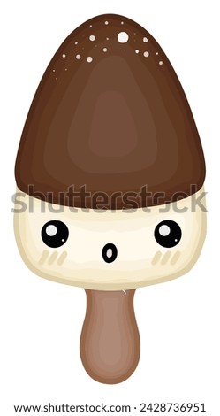 Illustration of luxurious ice cream with chocolate coating on top of vanilla ice cream on a stick