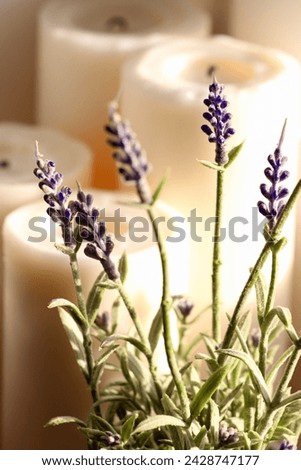 Spa beauty massage health wellness background.  Spa Thai therapy treatment aromatherapy for body woman with lavender flower nature candle for relax and summer time