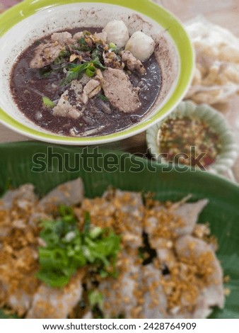 Thai boat noodles is street food of Thailand, stock photo