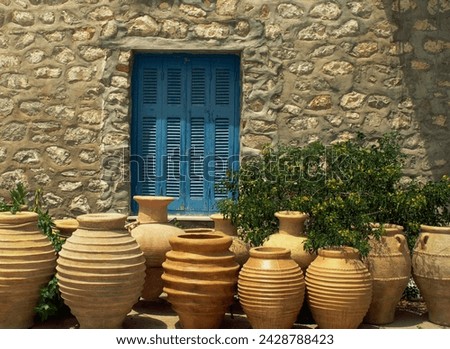 Greek urns, hydra, argo saronic islands, greek islands, greece, europe Royalty-Free Stock Photo #2428788423