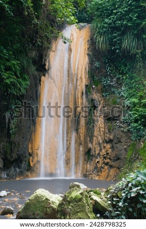 A waterfall at the diamond botanical gardens, st. lucia, windward islands, west indies, caribbean, central america
