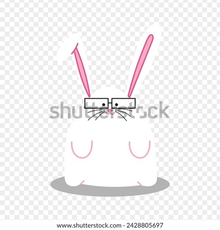 Cute white bunny wearing glasses cartoon