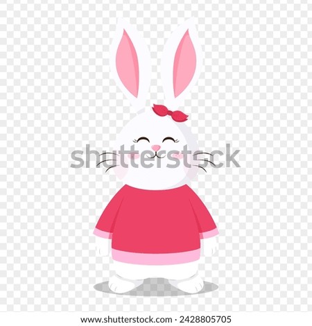 Cute white bunny wearing glasses cartoon