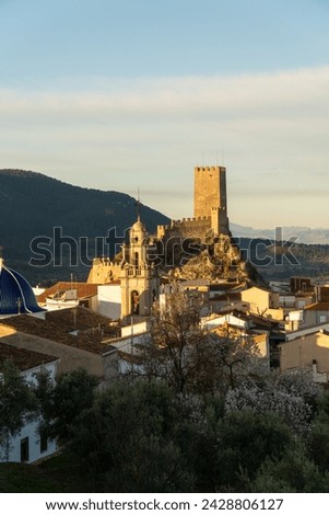 Landscape, castle on the hill, in Banyeres de Mariola, Alicante (Spain)