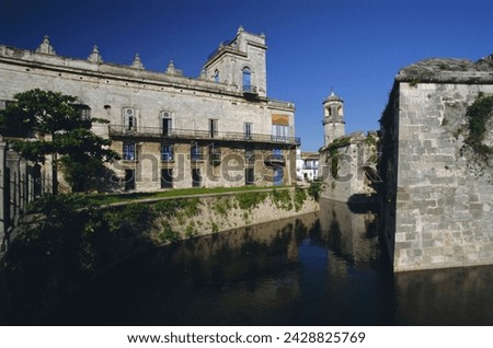 Castillo real de la fuerza moat and fortification, city of havana, cuba, west indies, central america