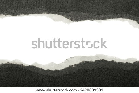 Torn black paper isolated on white background. Detail for design. Design elements. Macro. Background for business cards, postcards and posters.