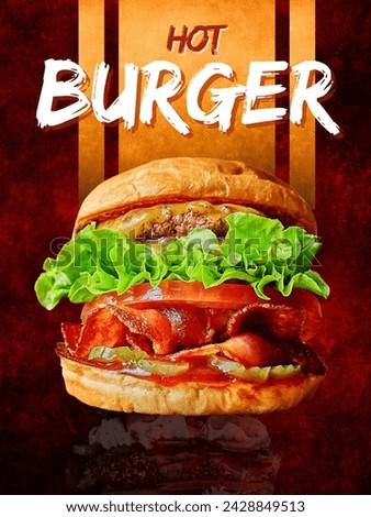 Red Modern Delicious Burger Sale Poster