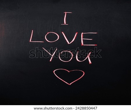 A vibrant collection of I LOVE YOU Images, Backgrounds, and Wallpapers featuring creative Hand Lettering and Handwritten elements on a Chalkboard. designs and expressive Text with Heart, Royalty-Free Stock Photo #2428850447