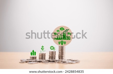 Carbon credit green business concept. Bank finance money investment for sustainable. Green leaf footprint icon. Bond stock market exchange, tax fund trade. Lower CO2 emissions, net zero technology