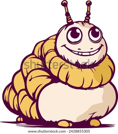 A funny fat caterpillar illustration portrays a plump and amusingly chubby caterpillar character in a light-hearted and whimsical manner.
