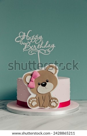 Happy Birthday Cake with Teddy Bear 